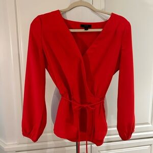 J.Crew Red Wrap Blouse